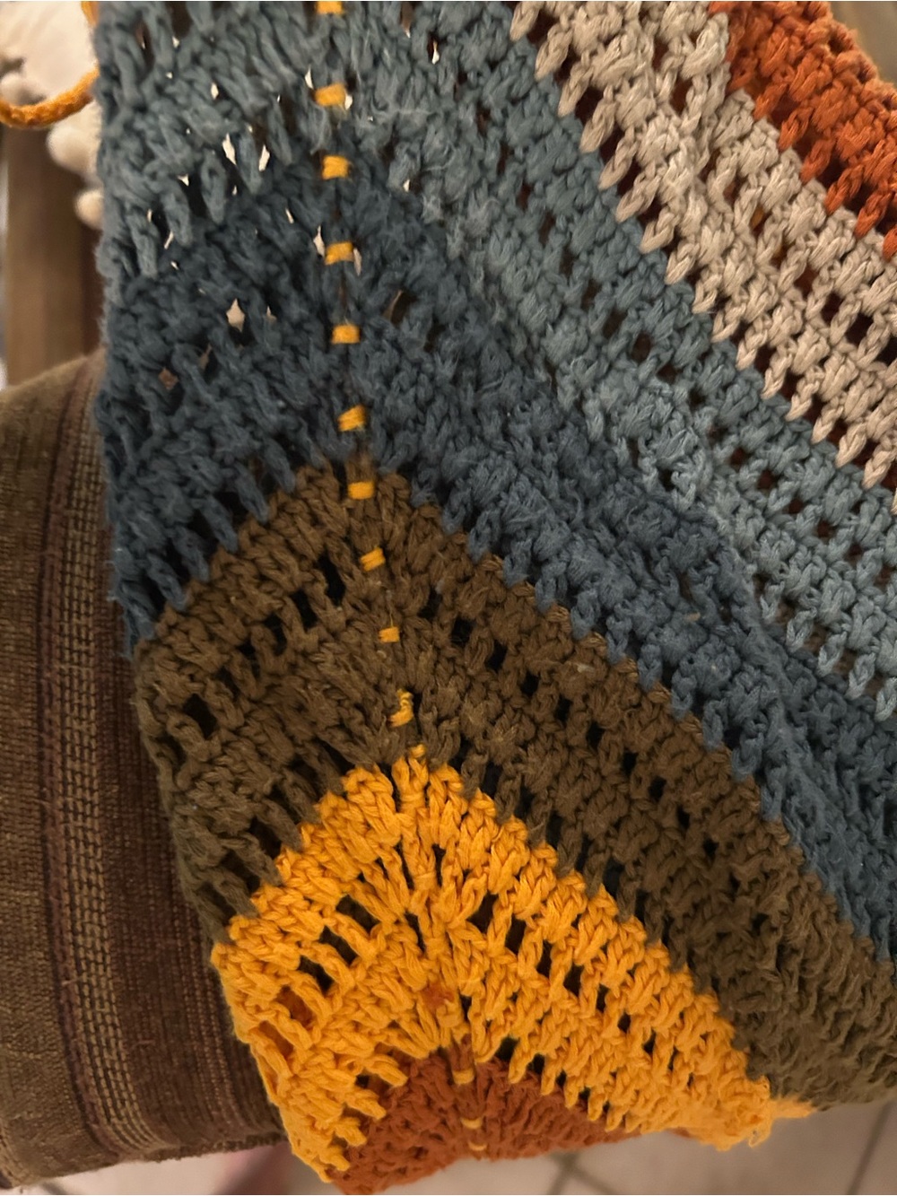 Free People Crochet Chevron Midi Dress in Mustard, Teal, Rust - Picture 3 of 7